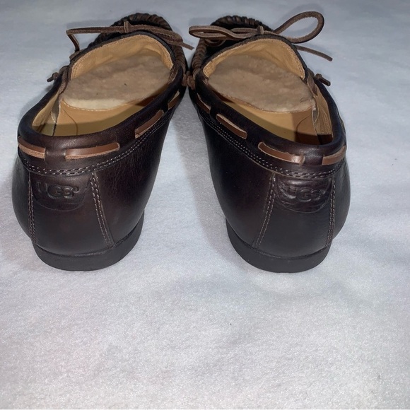UGG Brown Hendricks Grizzly Mens Size 12 Slip On Driving Loafer Moccasin - Picture 3 of 11